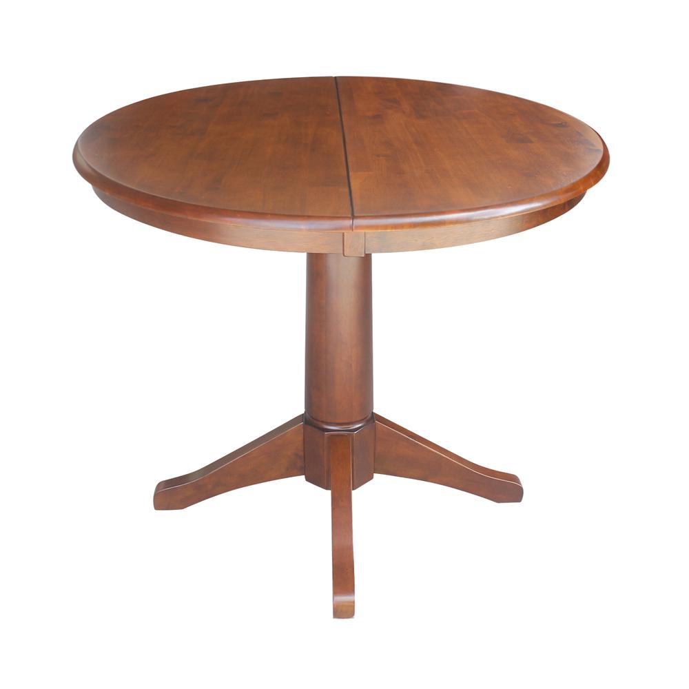 36" Round Top Pedestal Table With 12" Leaf - 28.9"H - Dining Height, Espresso. Picture 43