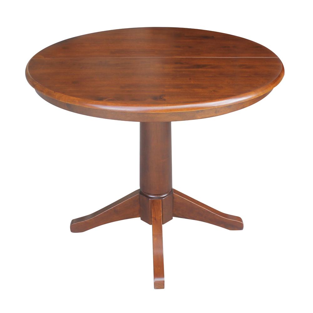 36" Round Top Pedestal Table With 12" Leaf - 28.9"H - Dining Height, Espresso. Picture 45