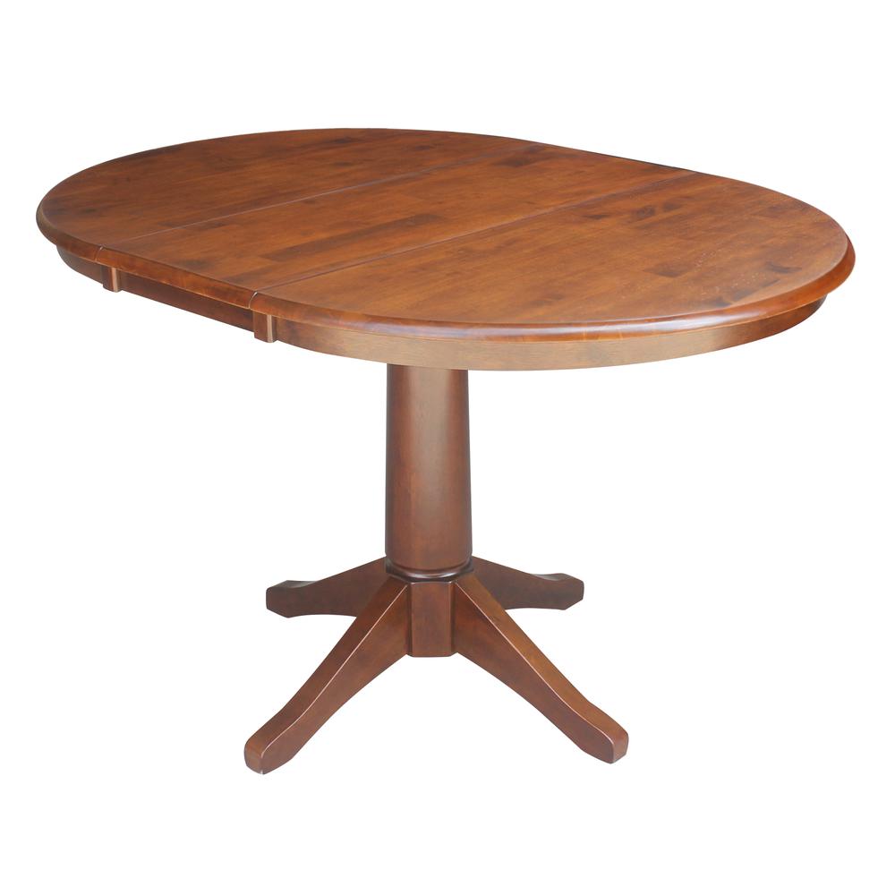36" Round Top Pedestal Table With 12" Leaf - 28.9"H - Dining Height, Espresso. Picture 47