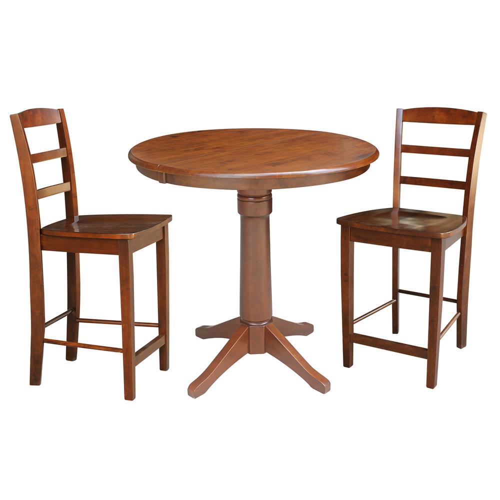 36" Round Top Pedestal Table With 12" Leaf - 28.9"H - Dining Height, Espresso. Picture 38