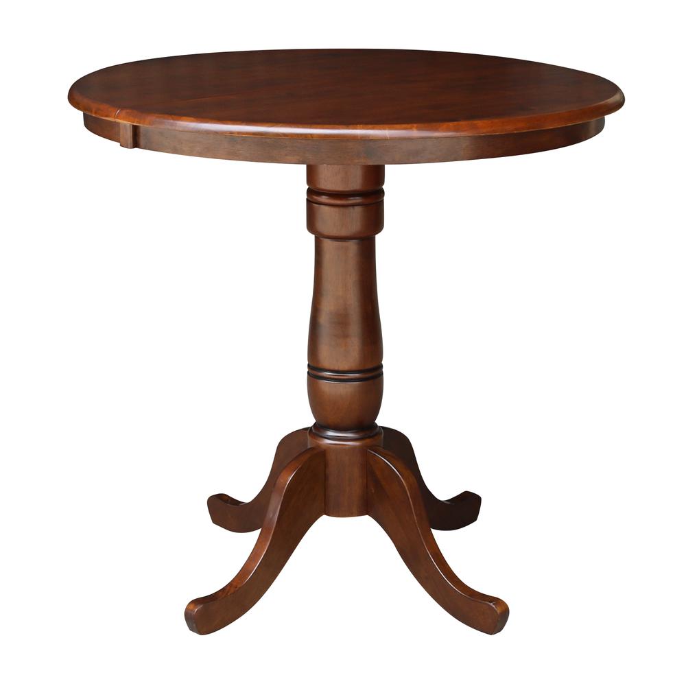 36" Round Top Pedestal Table With 12" Leaf - 28.9"H - Dining Height, Espresso. Picture 83