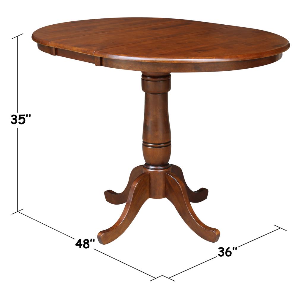 36" Round Top Pedestal Table With 12" Leaf - 28.9"H - Dining Height, Espresso. Picture 67