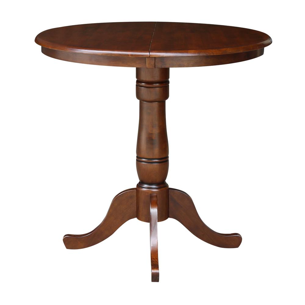 36" Round Top Pedestal Table With 12" Leaf - 28.9"H - Dining Height, Espresso. Picture 69