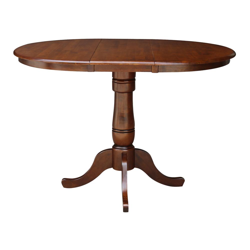 36" Round Top Pedestal Table With 12" Leaf - 28.9"H - Dining Height, Espresso. Picture 68