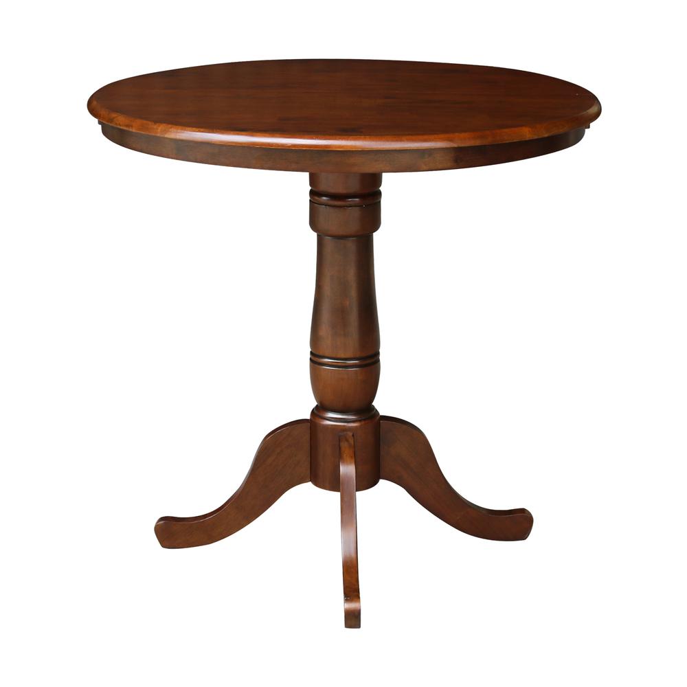36" Round Top Pedestal Table With 12" Leaf - 28.9"H - Dining Height, Espresso. Picture 70