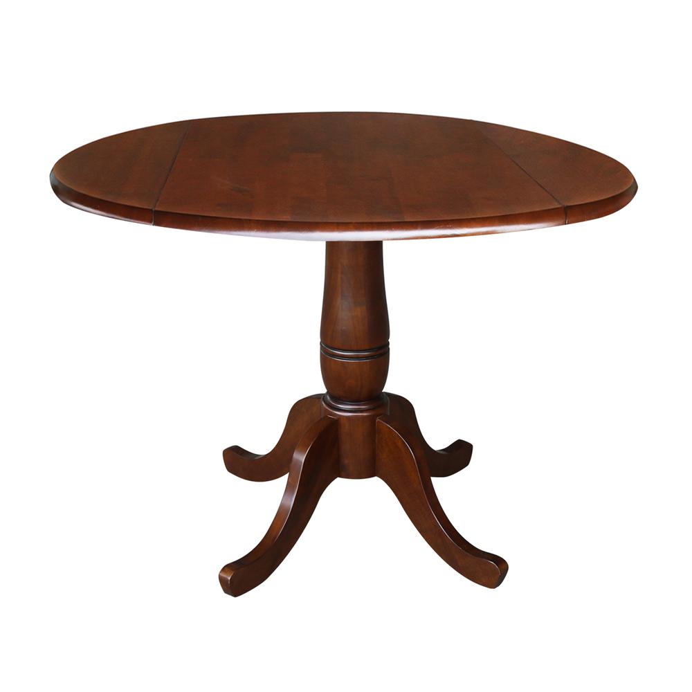 42" Round Dual Drop Leaf Pedestal Table - 29.5"H, Espresso, Espresso. Picture 107