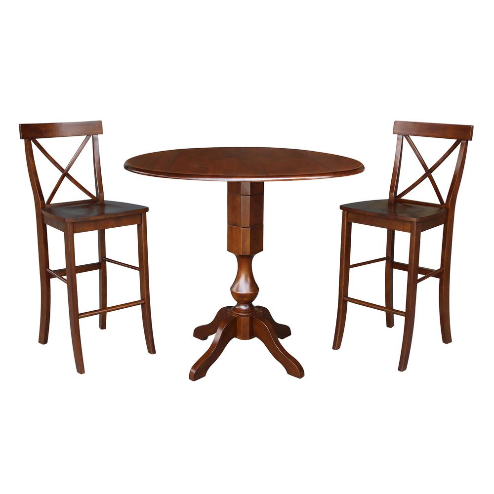 42" Round Dual Drop Leaf Pedestal Table - 29.5"H, Espresso, Espresso. Picture 10
