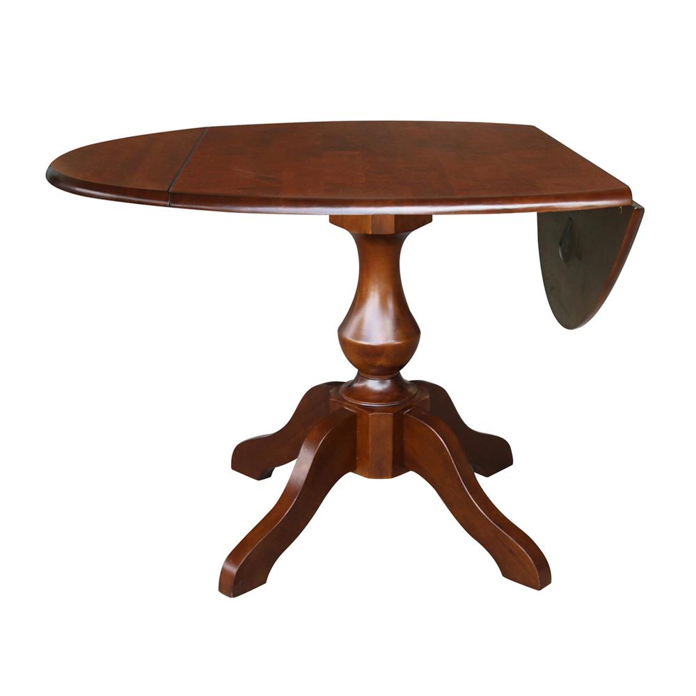 42" Round Dual Drop Leaf Pedestal Table - 30.3"H, Espresso, Espresso. Picture 2