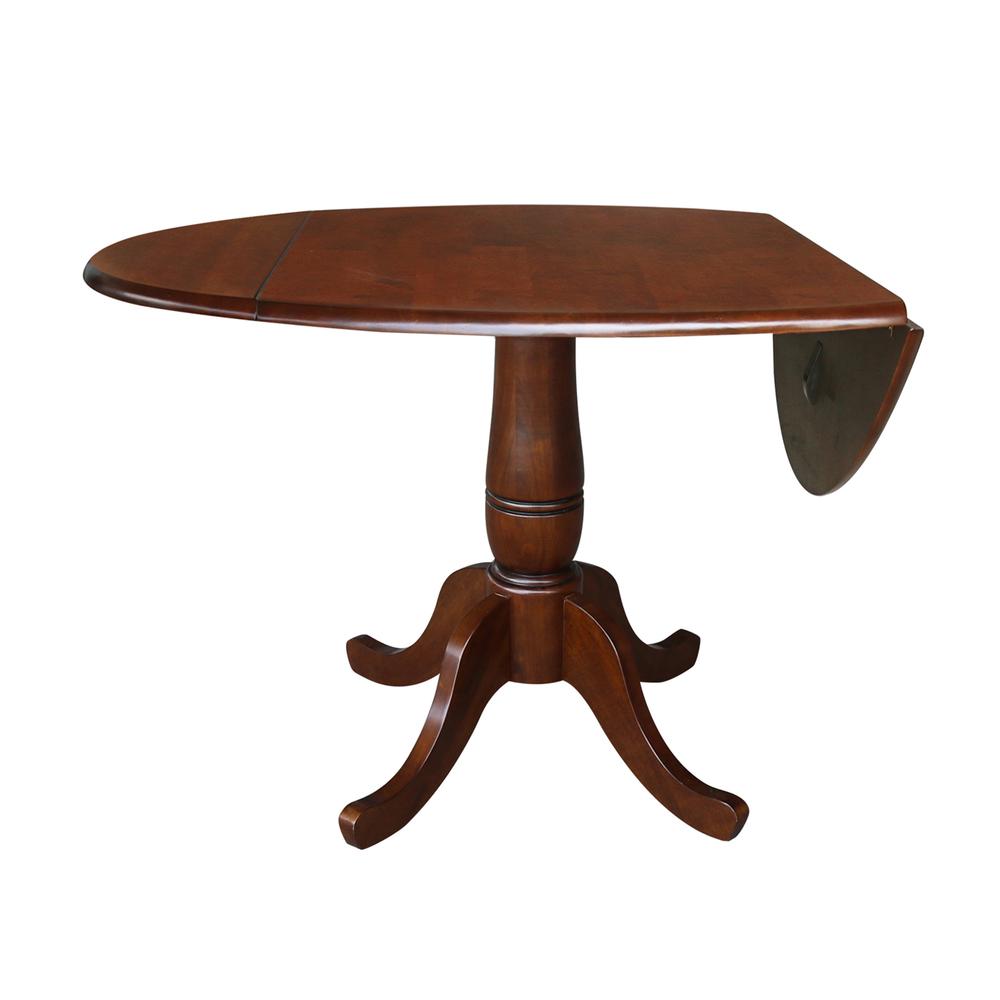 42" Round Dual Drop Leaf Pedestal Table - 29.5"H, Espresso. Picture 3