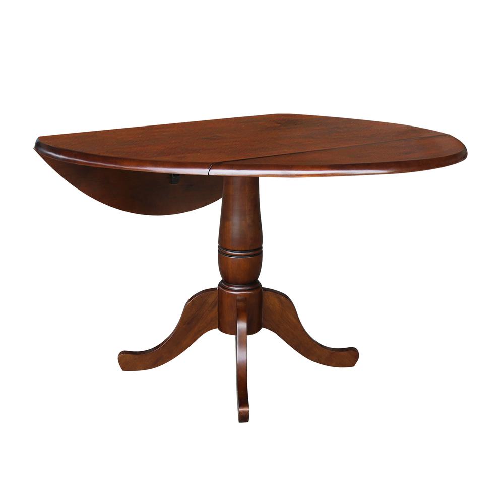 42" Round Dual Drop Leaf Pedestal Table - 29.5"H, Espresso. Picture 4