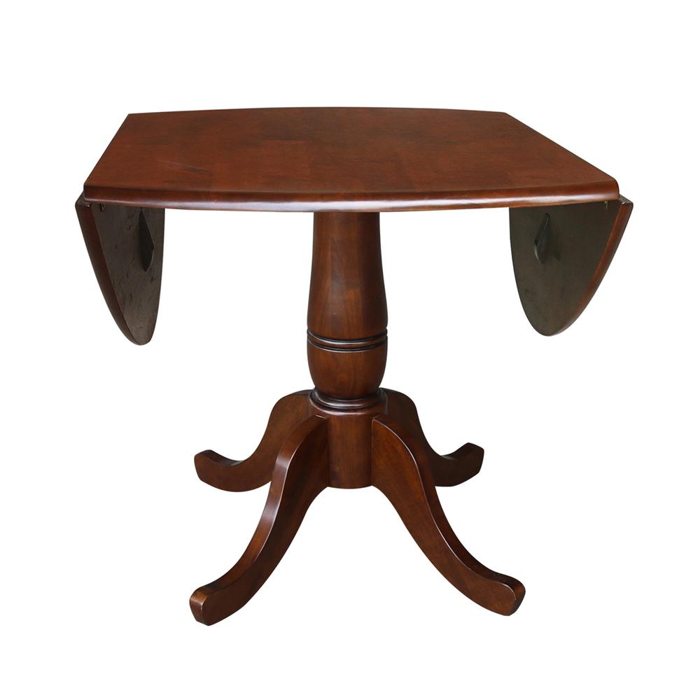 42" Round Dual Drop Leaf Pedestal Table - 29.5"H, Espresso. Picture 5