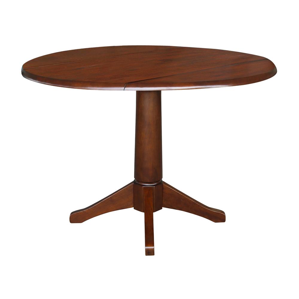42" Round Dual Drop Leaf Pedestal Table - 30.3"H, Espresso. Picture 2