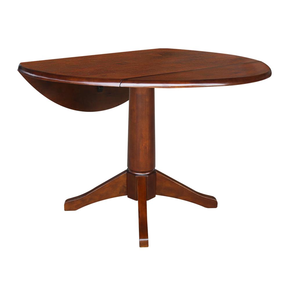 42" Round Dual Drop Leaf Pedestal Table - 30.3"H, Espresso. Picture 4