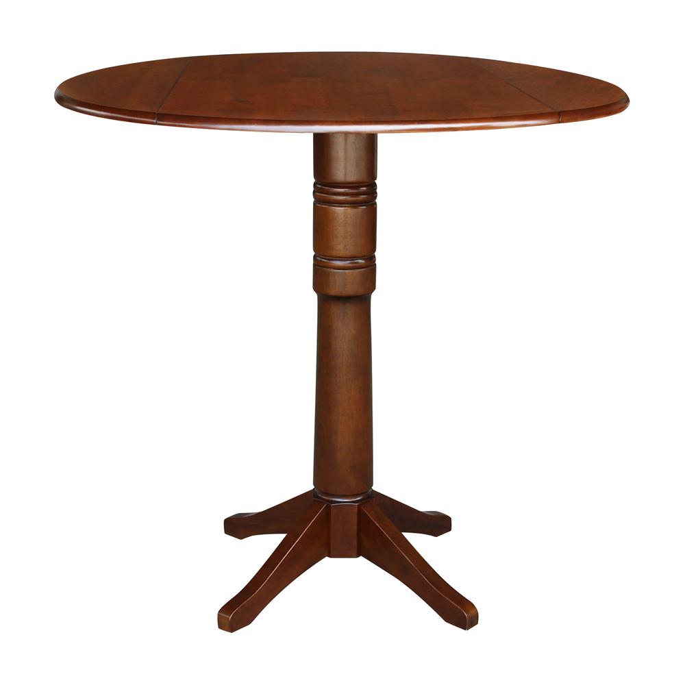 42" Round Pedestal Bar Height Table with Two Bar Height Stools, Espresso. Picture 4