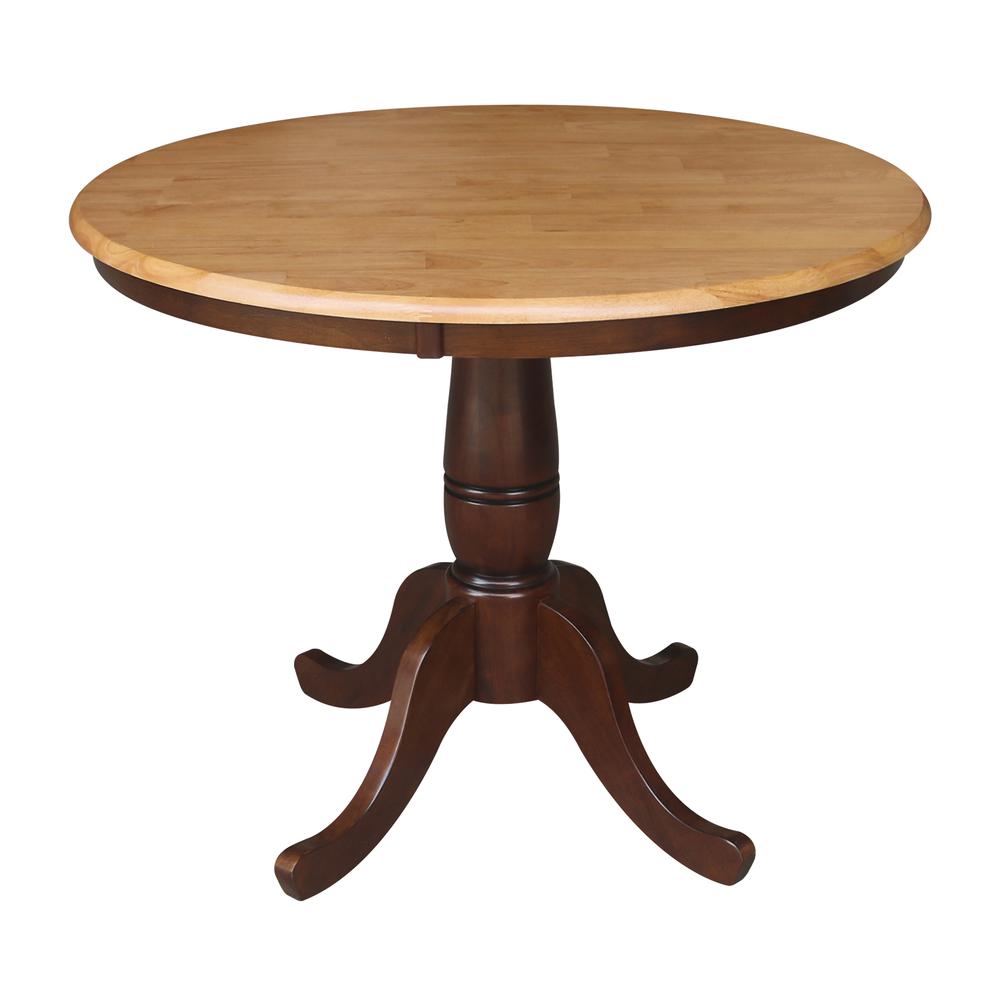 36" Round Top Pedestal Table - 28.9"H, Cinnamon/Espresso. Picture 51