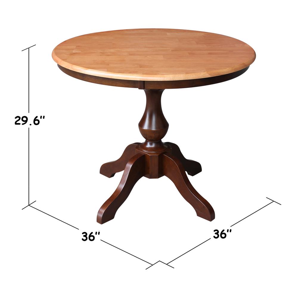 36" Round Top Pedestal Table - 28.9"H, Cinnamon/Espresso. Picture 7