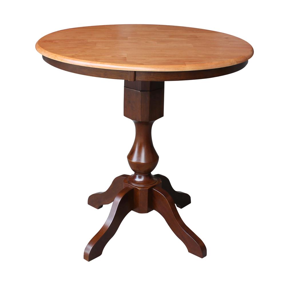 36" Round Top Pedestal Table - 28.9"H, Cinnamon/Espresso. Picture 22