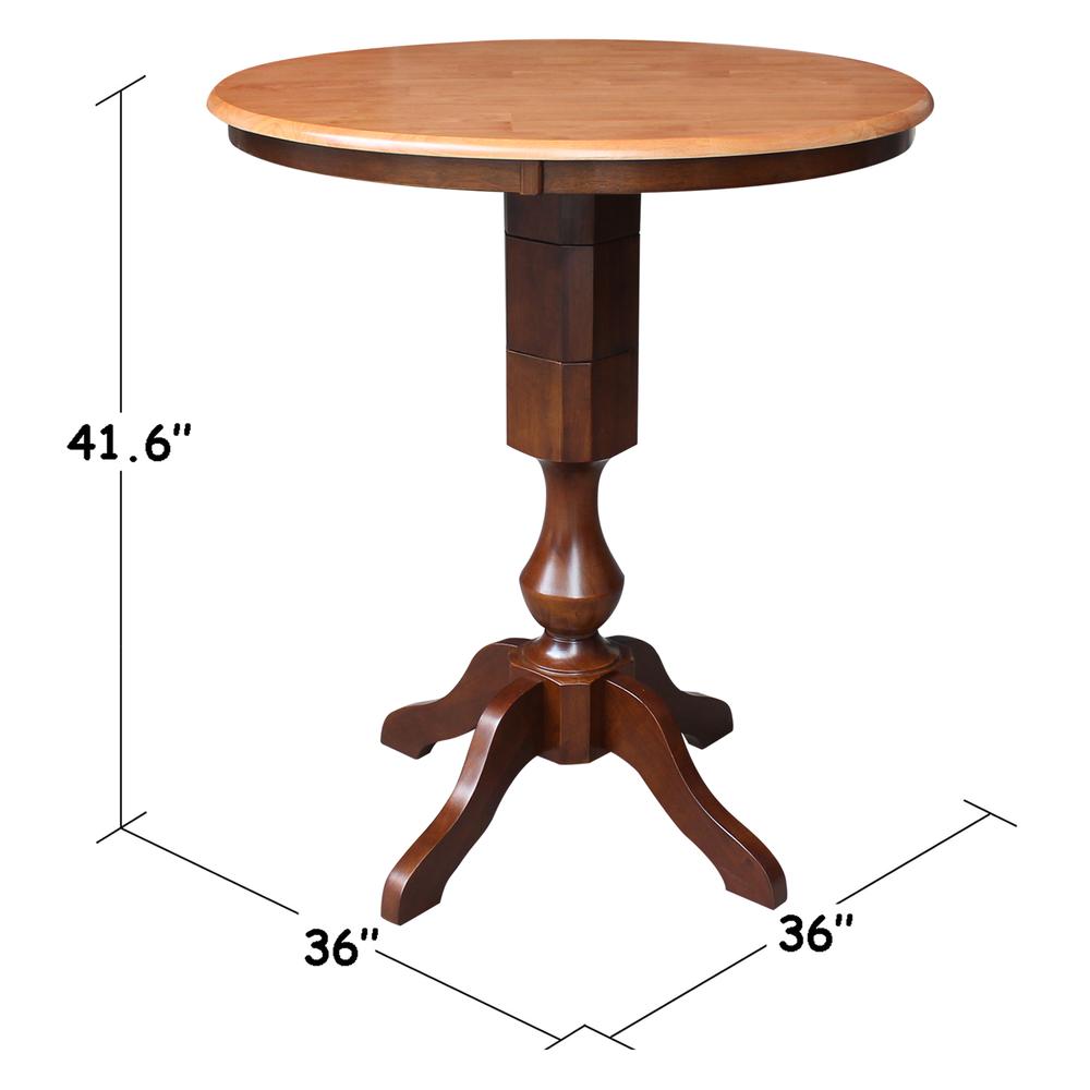 36" Round Top Pedestal Table - 28.9"H, Cinnamon/Espresso. Picture 16