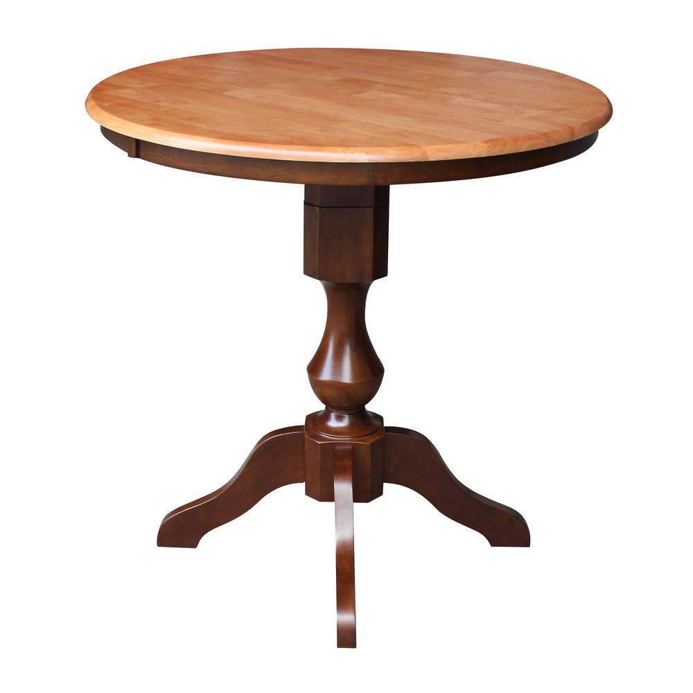 36" Round Top Pedestal Table - 28.9"H, Cinnamon/Espresso. Picture 14