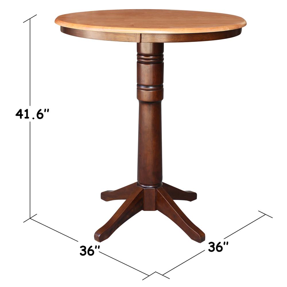 36" Round Top Pedestal Table - 28.9"H, Cinnamon/Espresso. Picture 30