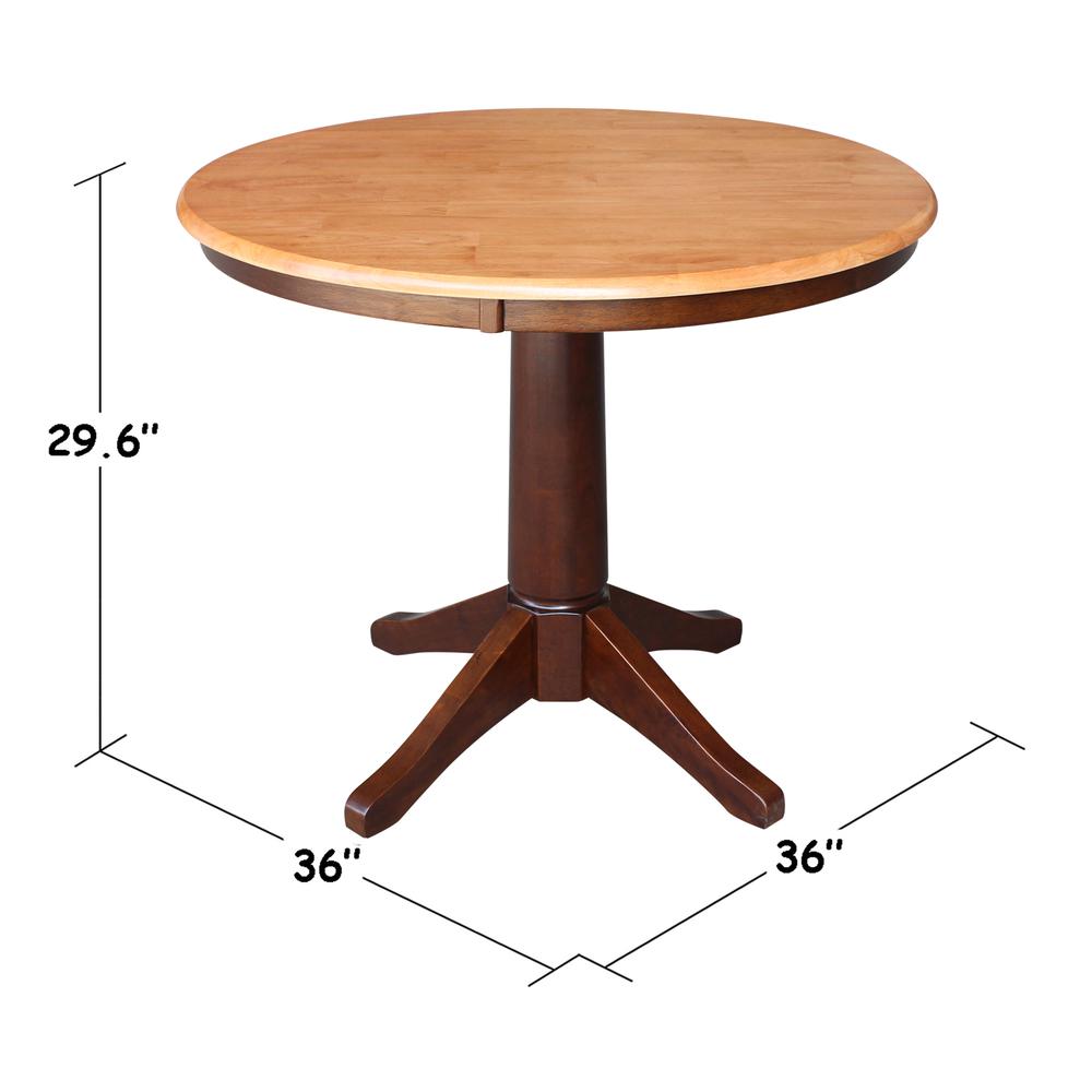 36" Round Top Pedestal Table - 28.9"H, Cinnamon/Espresso. Picture 23