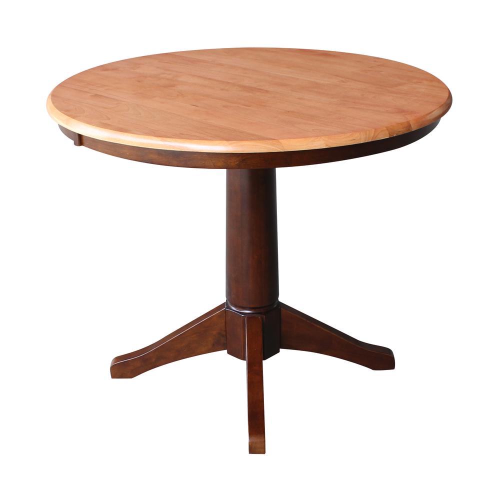 36" Round Top Pedestal Table - 28.9"H, Cinnamon/Espresso. Picture 24