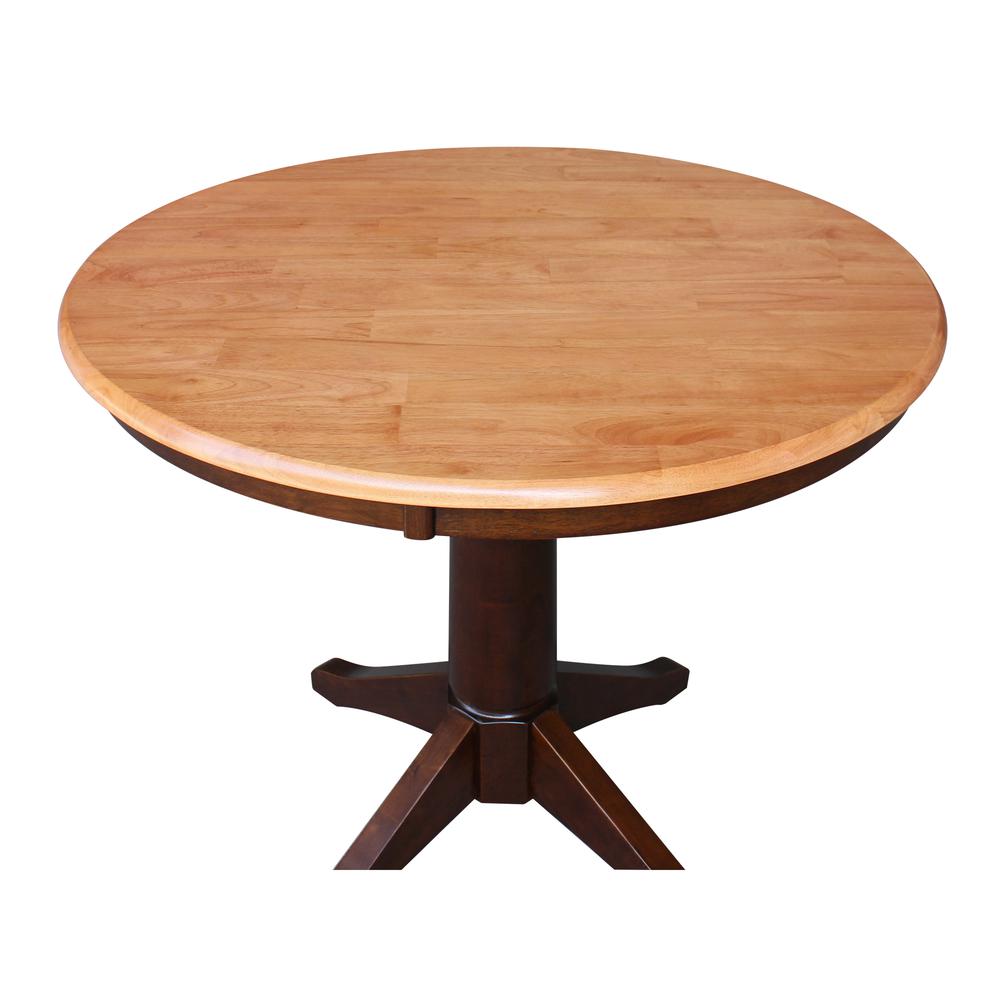 36" Round Top Pedestal Table - 28.9"H, Cinnamon/Espresso. Picture 26