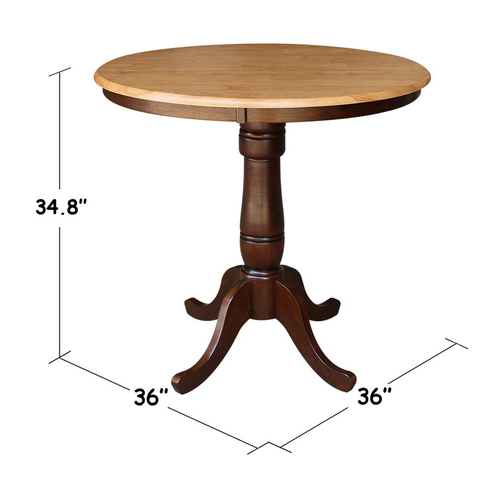 36" Round Top Pedestal Table - 28.9"H, Cinnamon/Espresso. Picture 38