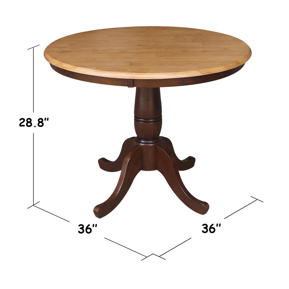 36" Round Top Pedestal Table - 28.9"H, Cinnamon/Espresso. Picture 1