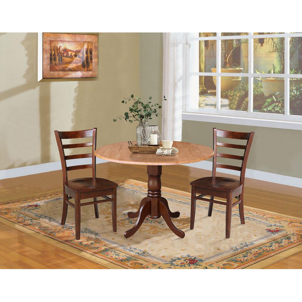 42 in. Dual Drop Leaf Table with 2 Ladder Back Dining Chairs. Picture 2