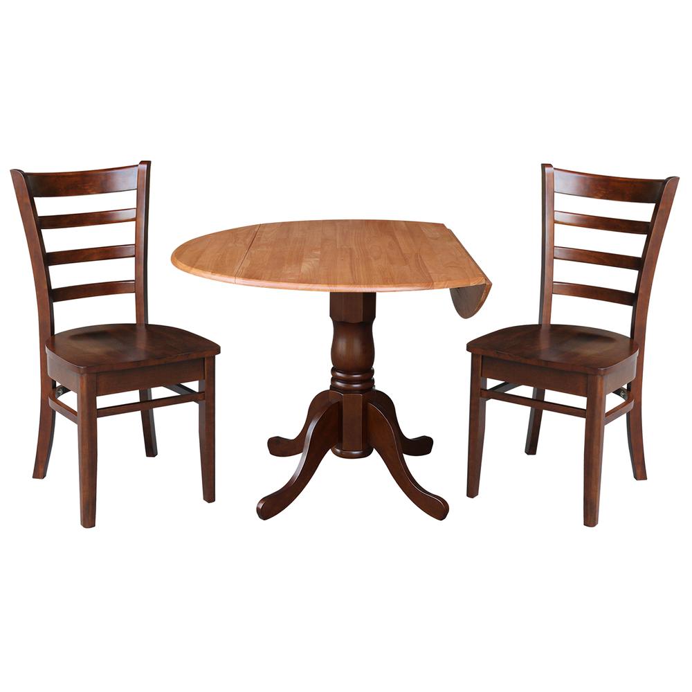 42 in. Dual Drop Leaf Table with 2 Ladder Back Dining Chairs. Picture 3
