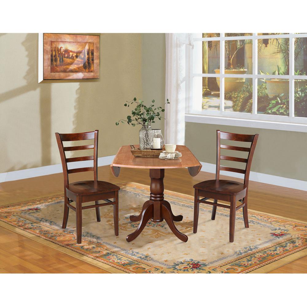 42 in. Dual Drop Leaf Table with 2 Ladder Back Dining Chairs. Picture 6