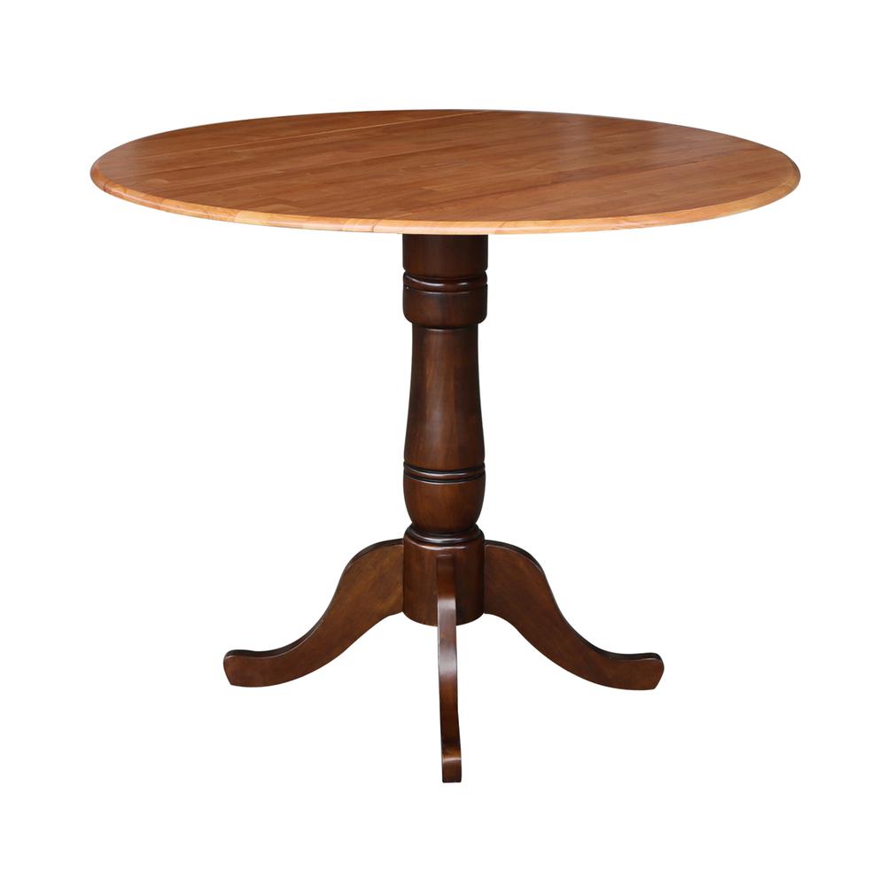42" Round Dual Drop Leaf Pedestal Table - 29.5"h, Cinnamon/Espresso. Picture 73