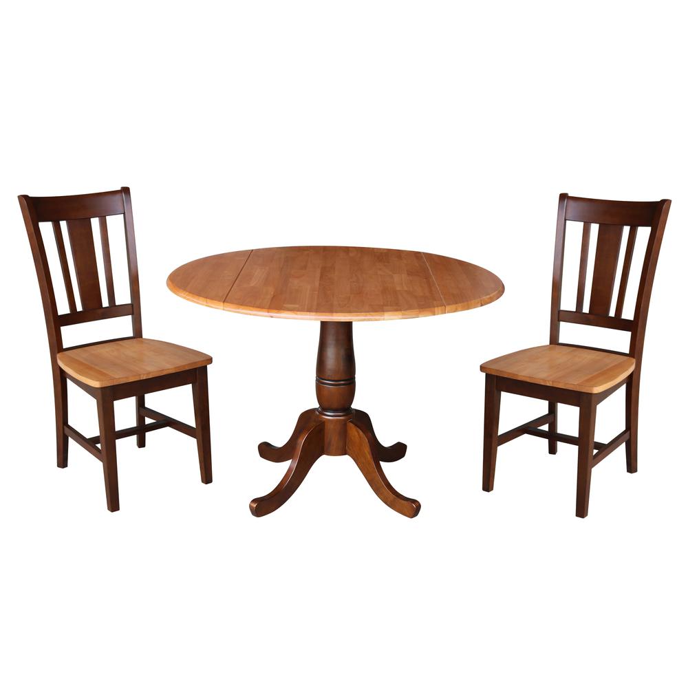 42" Round Dual Drop Leaf Pedestal Table - 29.5"h, Cinnamon/Espresso. Picture 87