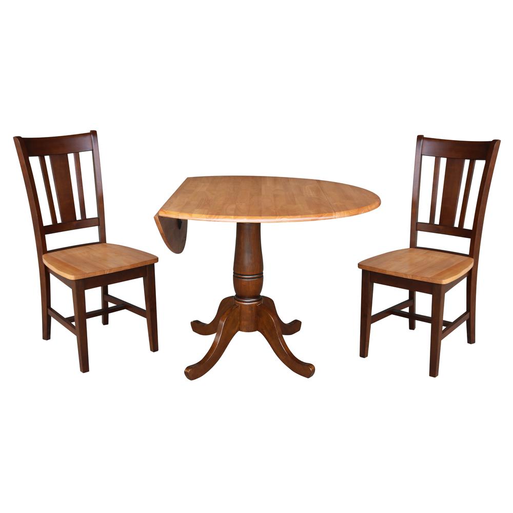 42" Round Dual Drop Leaf Pedestal Table - 29.5"h, Cinnamon/Espresso. Picture 85