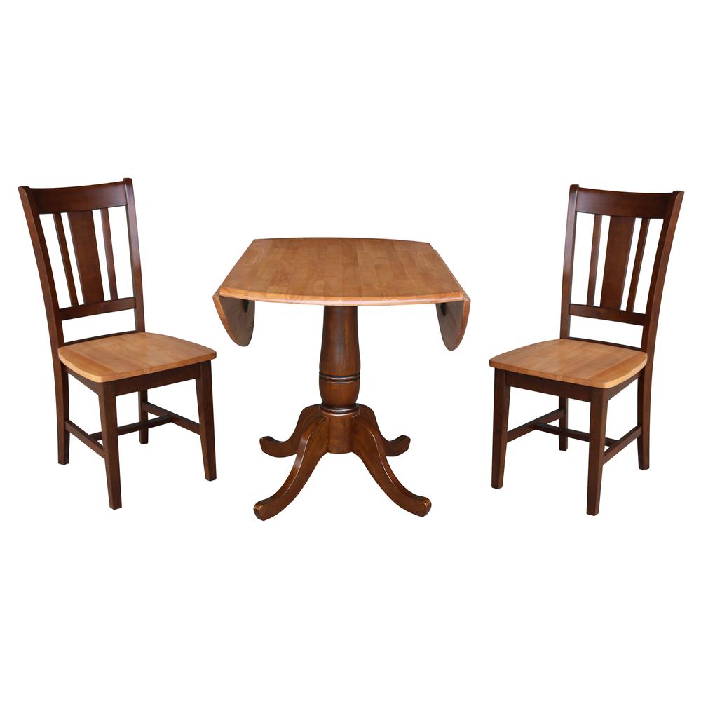42" Round Dual Drop Leaf Pedestal Table - 29.5"h, Cinnamon/Espresso. Picture 86