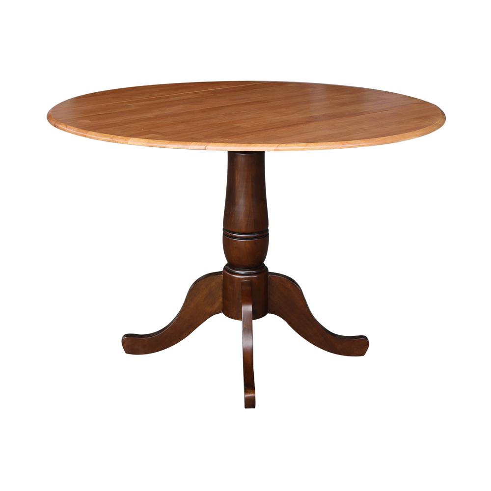 42" Round Dual Drop Leaf Pedestal Table - 29.5"h, Cinnamon/Espresso. Picture 5