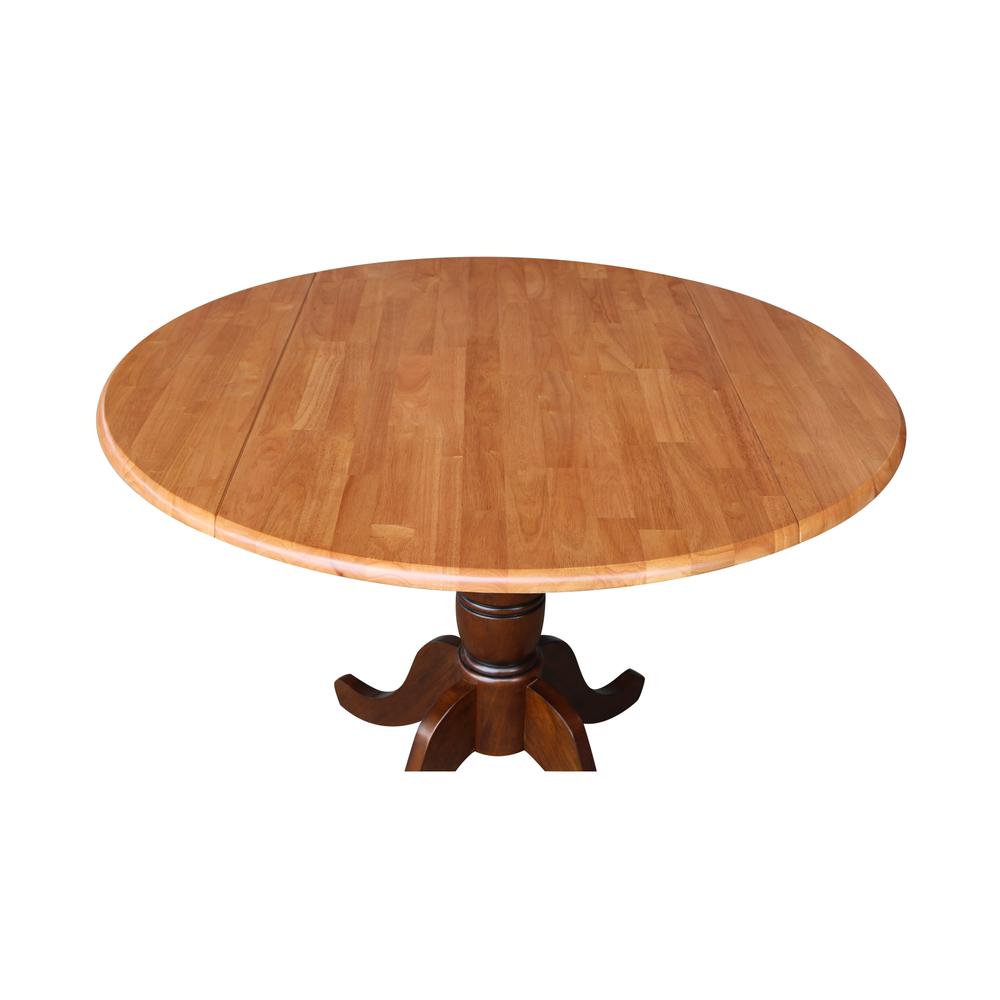 42" Round Dual Drop Leaf Pedestal Table - 29.5"h, Cinnamon/Espresso. Picture 8