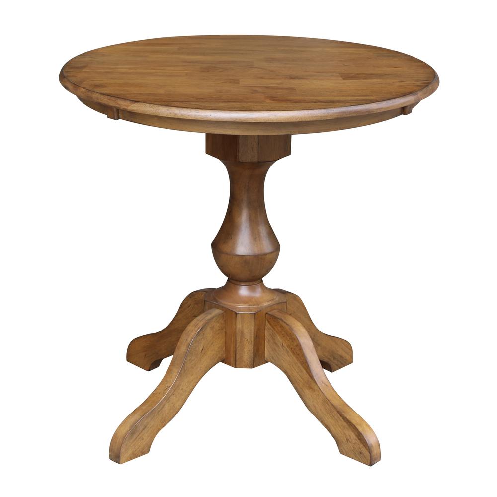 30" Round Top Pedestal Table - 28.9"H, Pecan. Picture 11