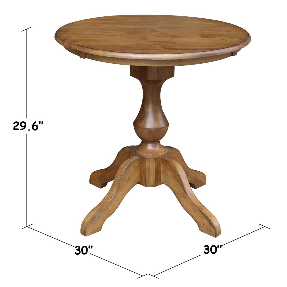 30" Round Top Pedestal Table - 28.9"H, Pecan. Picture 5