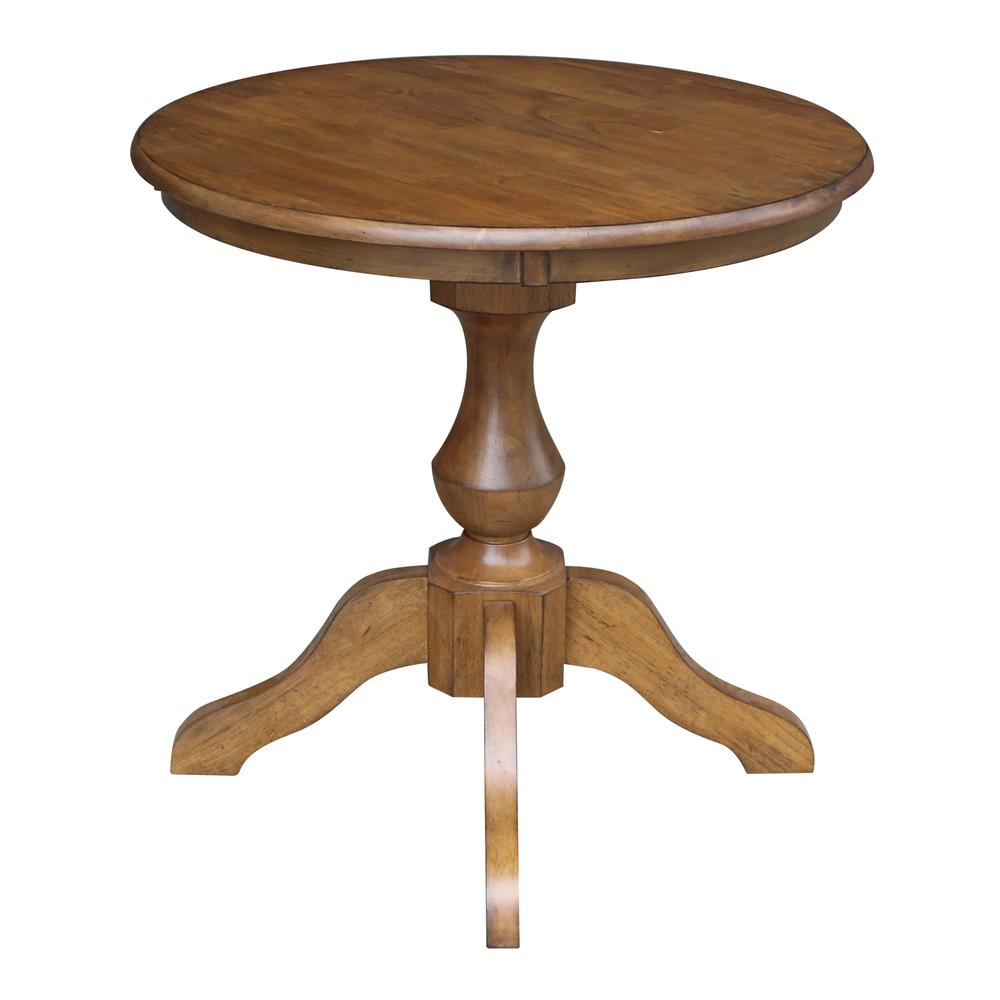 30" Round Top Pedestal Table - 28.9"H, Pecan. Picture 6