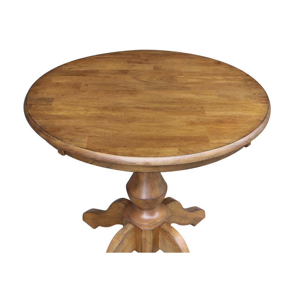 30" Round Top Pedestal Table - 28.9"H, Pecan. Picture 8