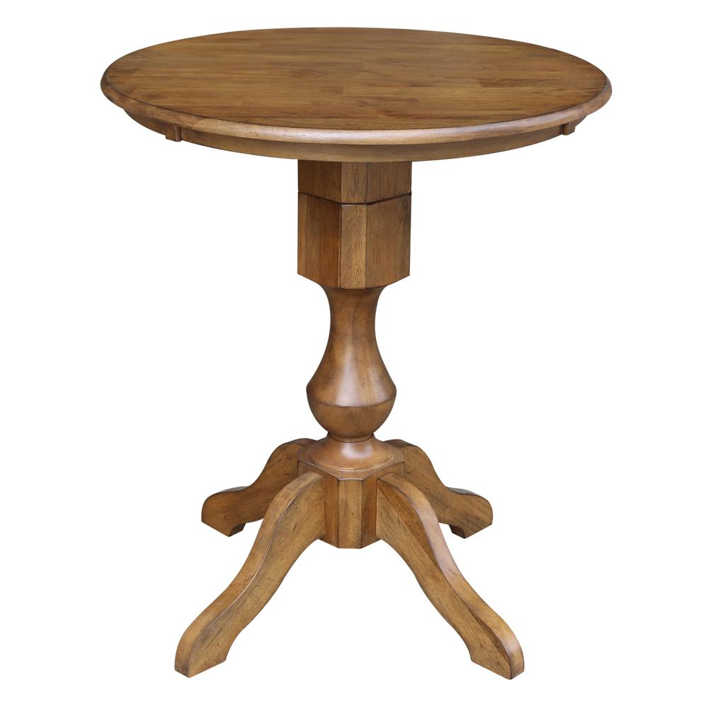 30" Round Top Pedestal Table - 28.9"H, Pecan. Picture 20