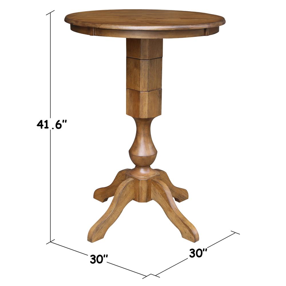 30" Round Top Pedestal Table - 28.9"H, Pecan. Picture 15