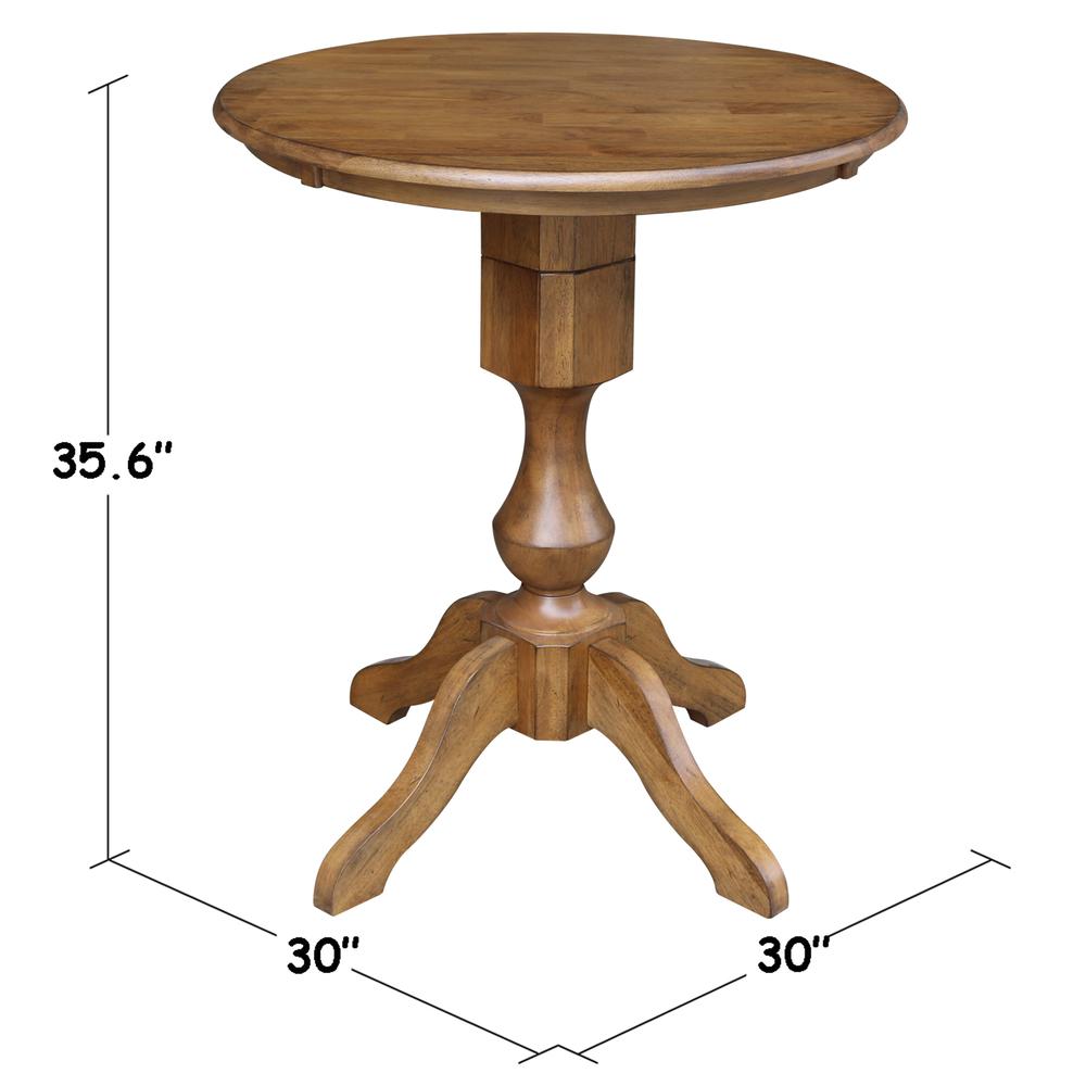 30" Round Top Pedestal Table - 28.9"H, Pecan. Picture 12