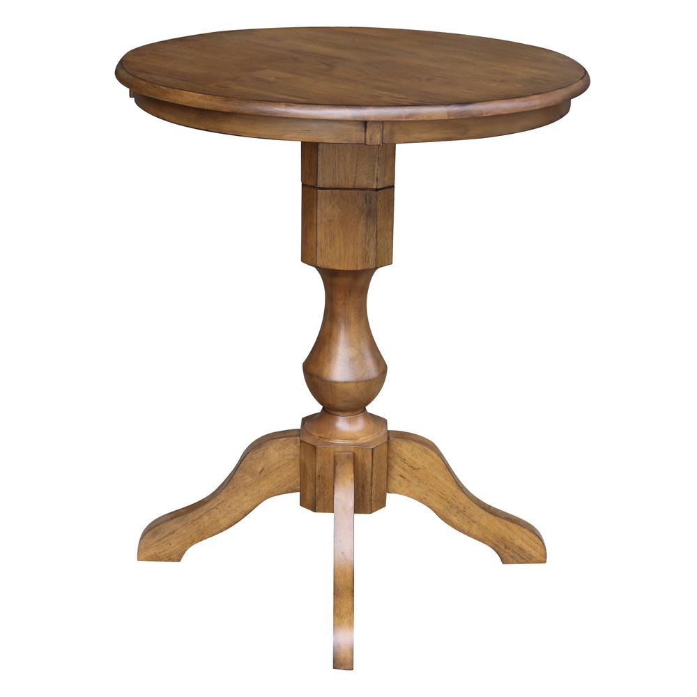 30" Round Top Pedestal Table - 28.9"H, Pecan. Picture 13