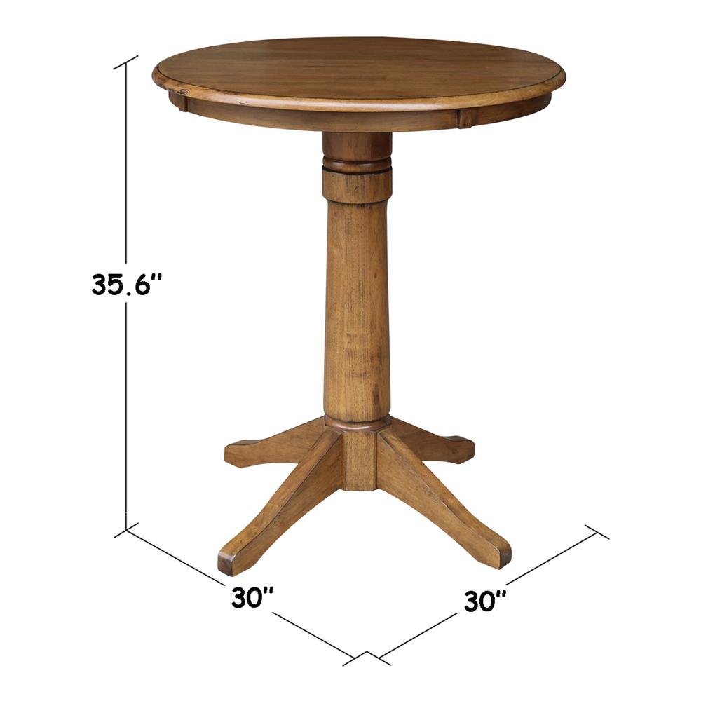 30" Round Top Pedestal Table - 28.9"H, Pecan. Picture 24