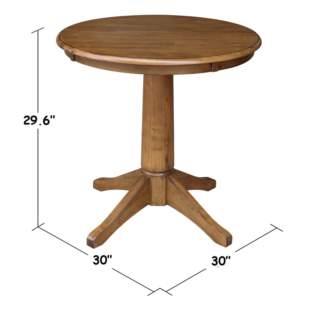 30" Round Top Pedestal Table - 28.9"H, Pecan. Picture 21