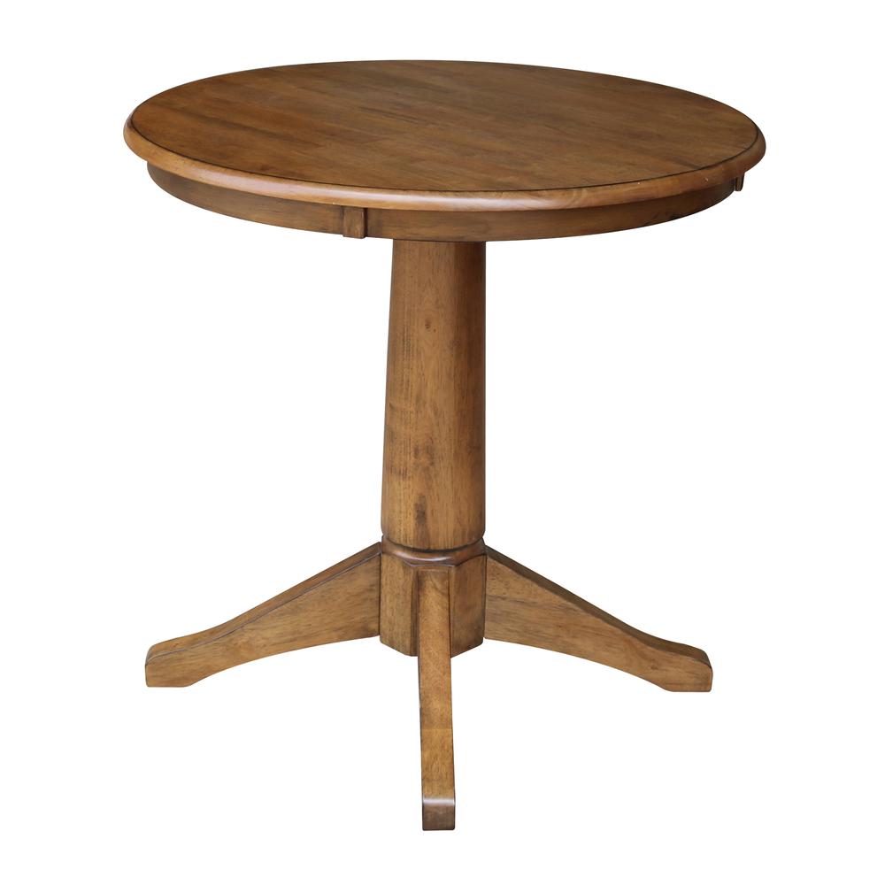 30" Round Top Pedestal Table - 28.9"H, Pecan. Picture 22