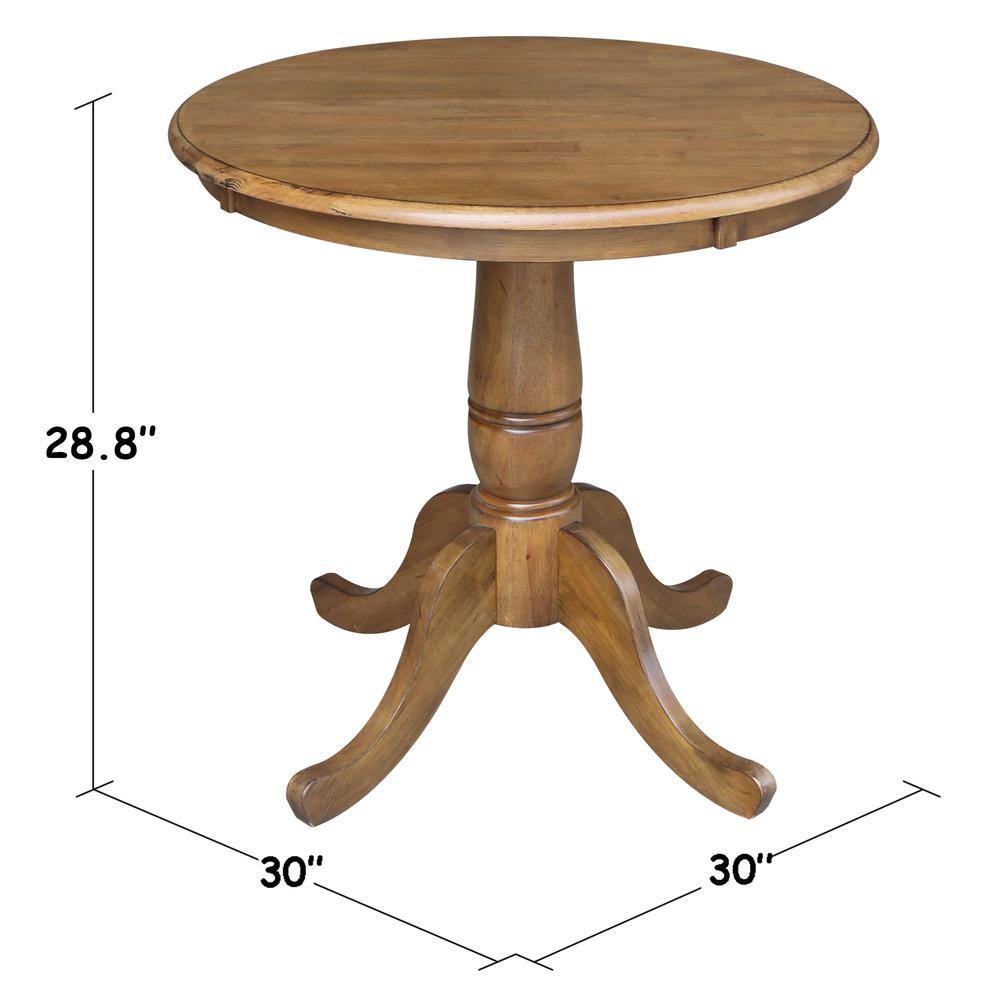 30" Round Top Pedestal Table - 28.9"H, Pecan. Picture 1